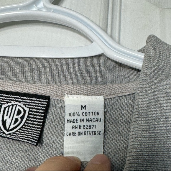 VTG 1993 Warner Bros.Looney Tunes Embroidered Polo 1/4 Zip Sweatshirt Men M Grey - Picture 7 of 11